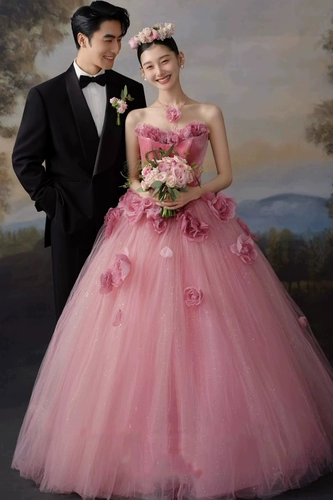 Розовый наряд маленькой принцессы, милое свадебное платье, в цветочек, юбка-пачка