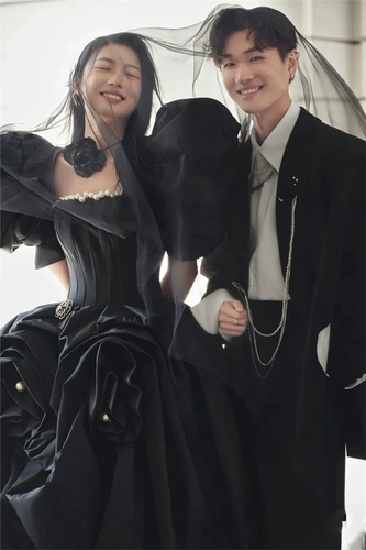 Реквизит для фотографии для влюбленных, ретро свадебное платье, накидка, рукава фонарики, юбка-пачка