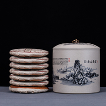 Ceramic seven-child cake Puer tea cake jar coarse pottery large wake-up tea tank 357G Puer white tea seven cake storage tank