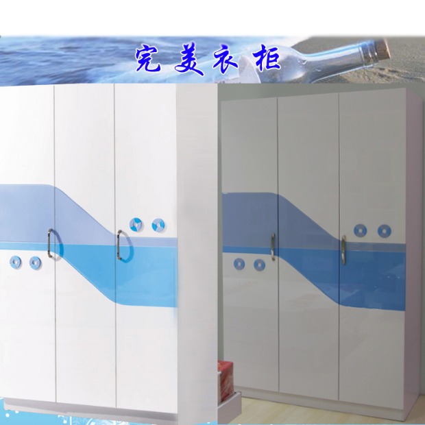 Nội thất phòng trẻ em Phòng bé trai Phòng ngủ Bộ 4 mảnh kết hợp Biển sáng màu xanh Giường ngủ Tủ quần áo Bàn - Bộ đồ nội thất kệ tivi