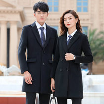 Black woolen coat womens autumn and winter thickened medium-length temperament slim-fit men and women with professional suit woolen coat