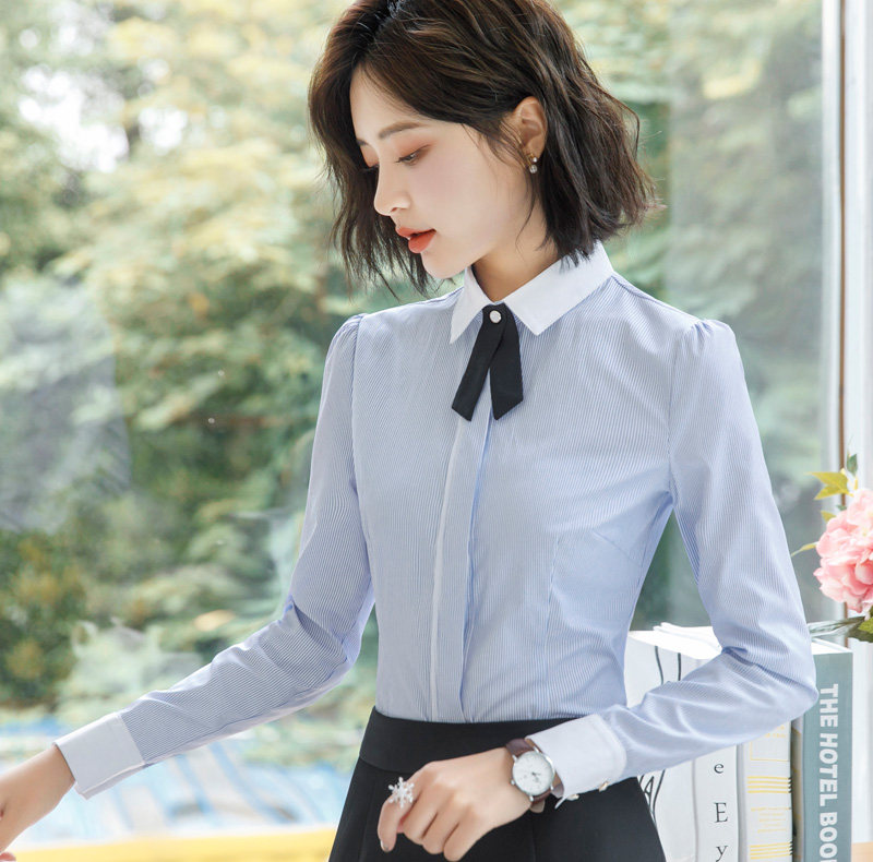 2019 new striped shirt women's autumn Korean version long-sleeved formal work clothes fashion large size slim shirt work clothes