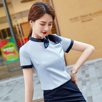 Summer hotel waiter work clothes Summer womens short-sleeved restaurant hotel hotel front desk cashier staff shirt