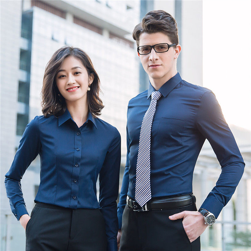 Male and female Career Same-style Long Sleeve Shirt Teacher 4S Store Positive Dress Bank Work Clothes Lining Custom Embroidered name