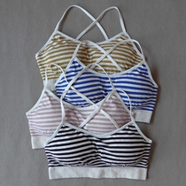 Tube top underwear short section anti-light summer gathered beautiful back wrapped chest style bottoming cross striped no steel ring bra