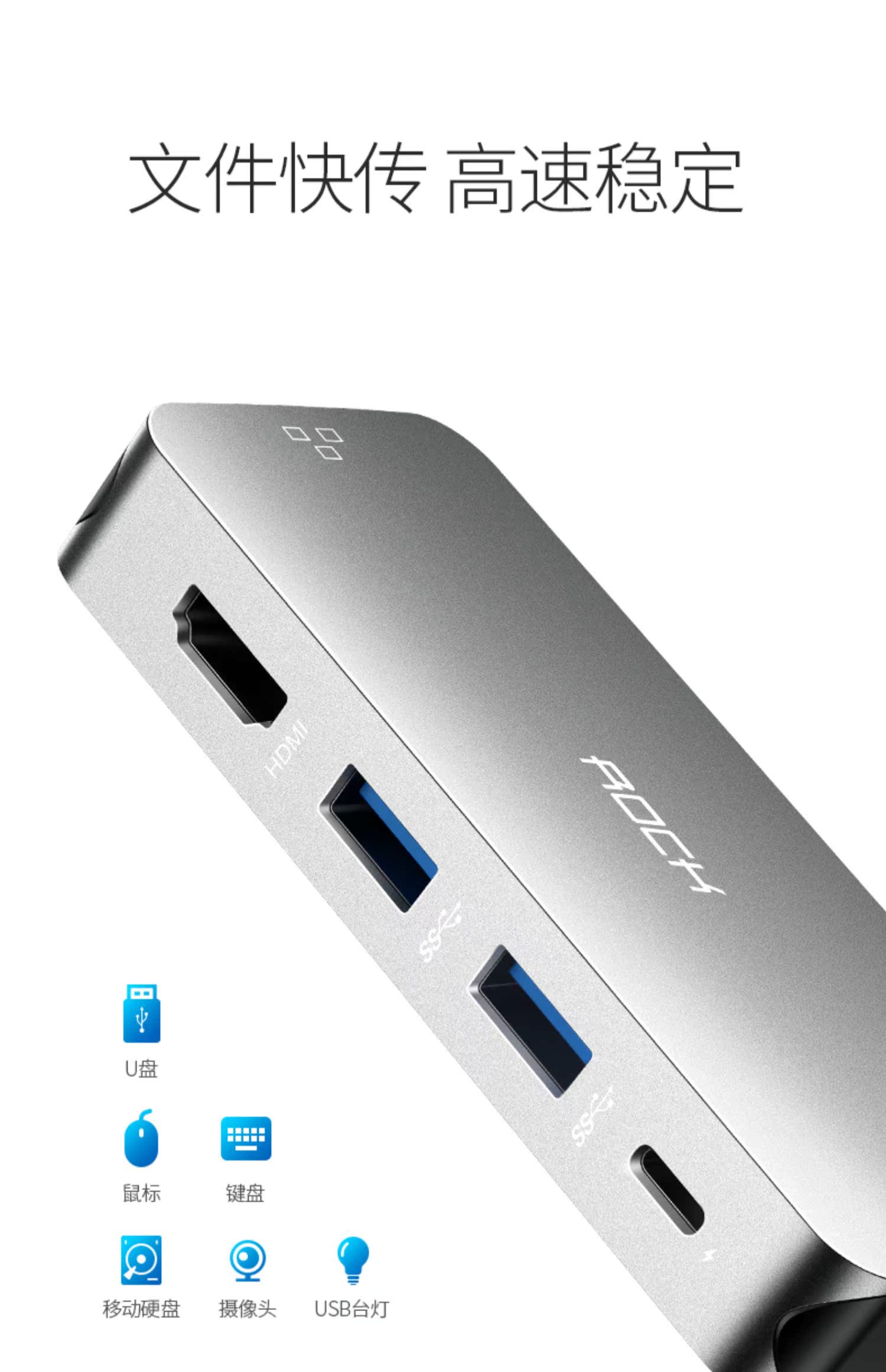 ROCK Máy tính Apple chuyển đổi dòng loại c-dock mở rộng hdmi kê USB bộ chuyển đổi mạng mở rộng cổng máy tính xách tay Huawei macbook sét 2 máy chiếu pro video Ethernet - USB Aaccessories quạt kẹp