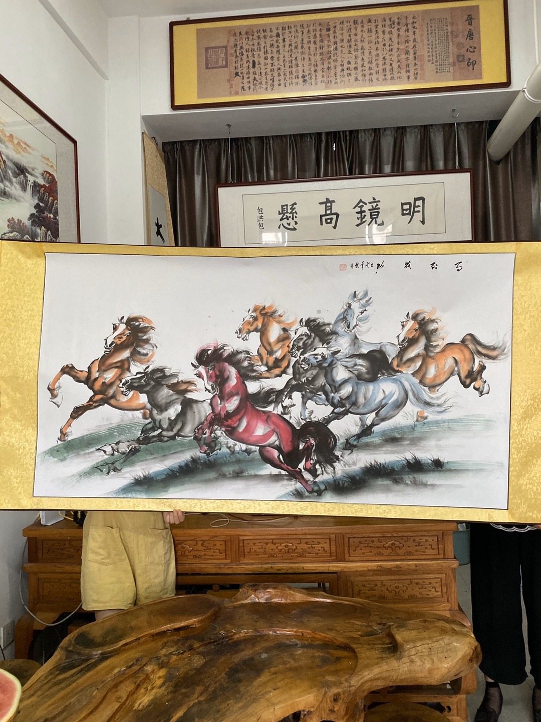 Merlin Painting Academy Character Painting National Picture Scroll Axis Eight JunTua Animal Painting Chinese Painting Color Picture Scroll Axis Six-foot Beer Beat Painting