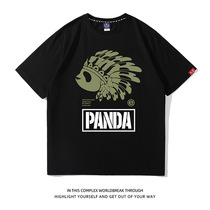 2022 Summer Indian panda Brief pure cotton T-shirt male and female couple short sleeve cartoon tide card half sleeve PANDA