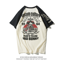 2021 New Japanese Mens Tide Brand Print Shoulder Contrast Color T-shirt Cotton Breathable Women Couple Shirt Short Sleeve Summer