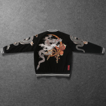Guochao Yokosuka Dragon Embroidery Jacket Spring Jacket for men and women Heavy work retro embroidered personality Chinese style baseball clothes