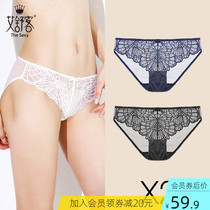 2-pack transparent panties for women Full-transparent sexy see-through panties Lace low-waisted women hollow lace shorts for girls