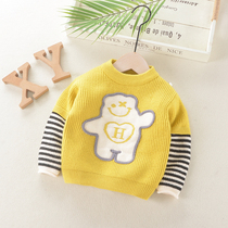 Childrens sweater spring and autumn boys Korean version of splicing foreign atmosphere 2021 autumn and winter New Baby Baby pullover