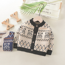 2021 Spring and Autumn New Childrens Autumn Knitted Sweater Baby Cardigan Boys Jacket Vintage Top