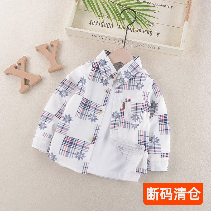 Children's shirt 2021 Spring and Autumn new boys shirt long sleeve Baby Baby Baby cotton floral coat thin