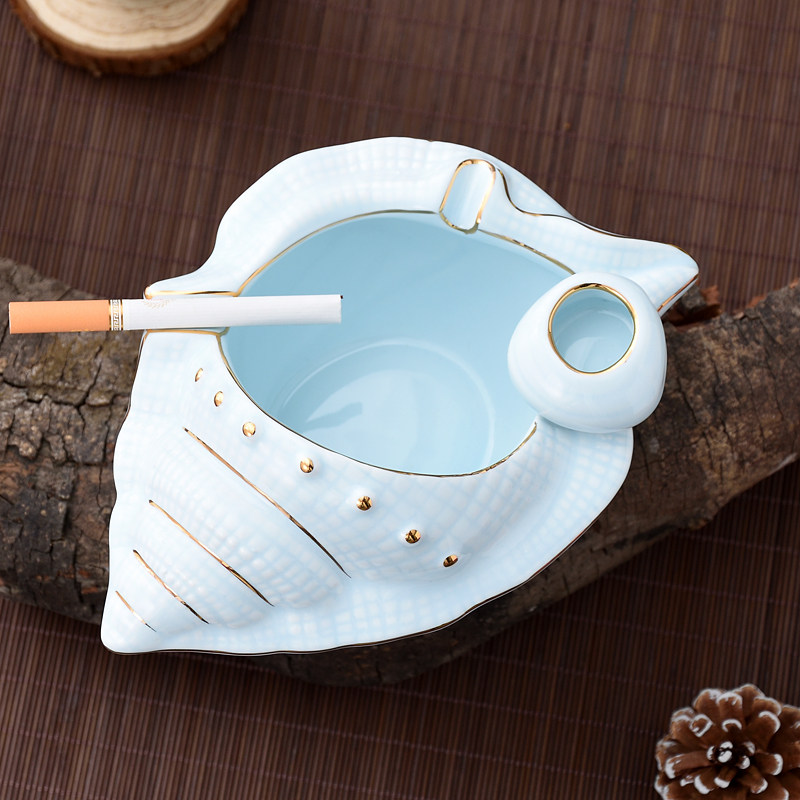 Fashion Practical Eurostyle Retro Ceramics Creative Personality of Ashtray Living Room Office Sea Snail Color Glazed Craft