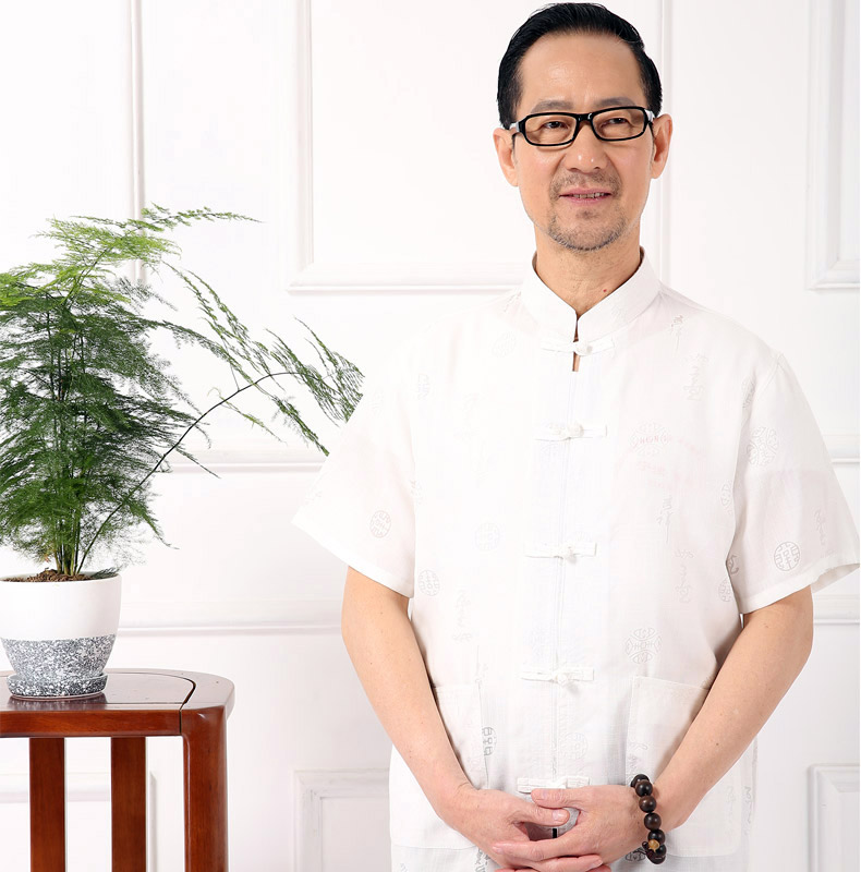 Trang phục thường niên trung niên thô vải mùa hè áo gió quốc gia trang phục nam quần áo nam Tang phù hợp với 2017 đồ bộ kiểu