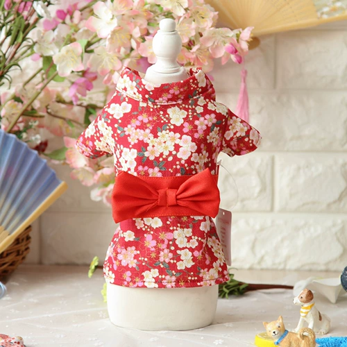 2 куска бесплатной доставки домашних животных в стиле японского стиля и кимоно -одежды Тедди Берк Кок Сума ПЭТ собака Кошки одежда весна и лето