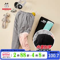 Babu childrens clothing girls cotton pants winter New thick warm leisure sports trousers childrens pants tide