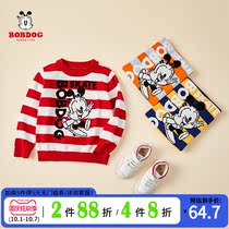 Babu Childrens Wear Boys Sweater Knitted Pullover Top 2021 Winter New Children Baby Stripe base shirt