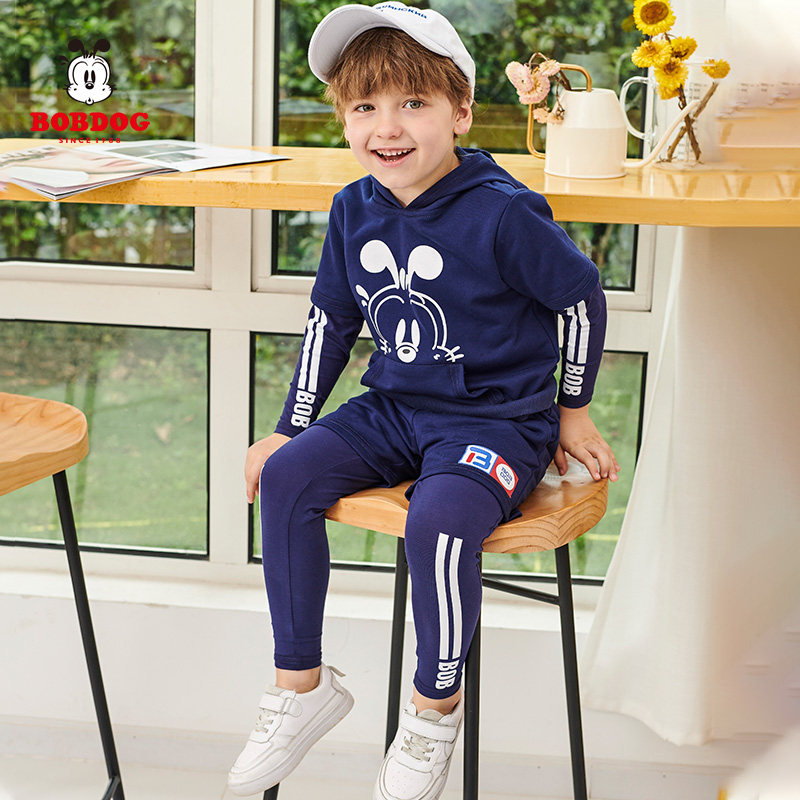 Babu Bean Boy Clothing Boy Autumn Clothing Sports Suit Spring Autumn 2022 New Foreign Pie Boy Children's Clothing Two Sets