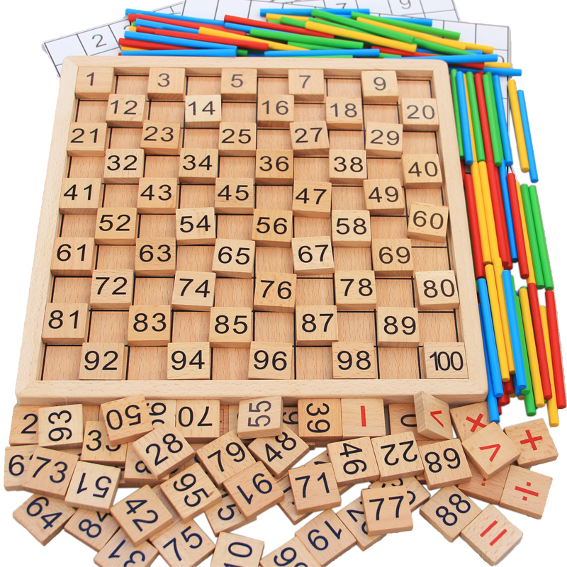 Trường mẫu giáo đếm đồ chơi dạy học đồ chơi 1-100 bảng kỹ thuật số Montessori dạy hàng trăm câu đố nhận dạng trẻ em - Đồ chơi giáo dục sớm / robot robot hành động