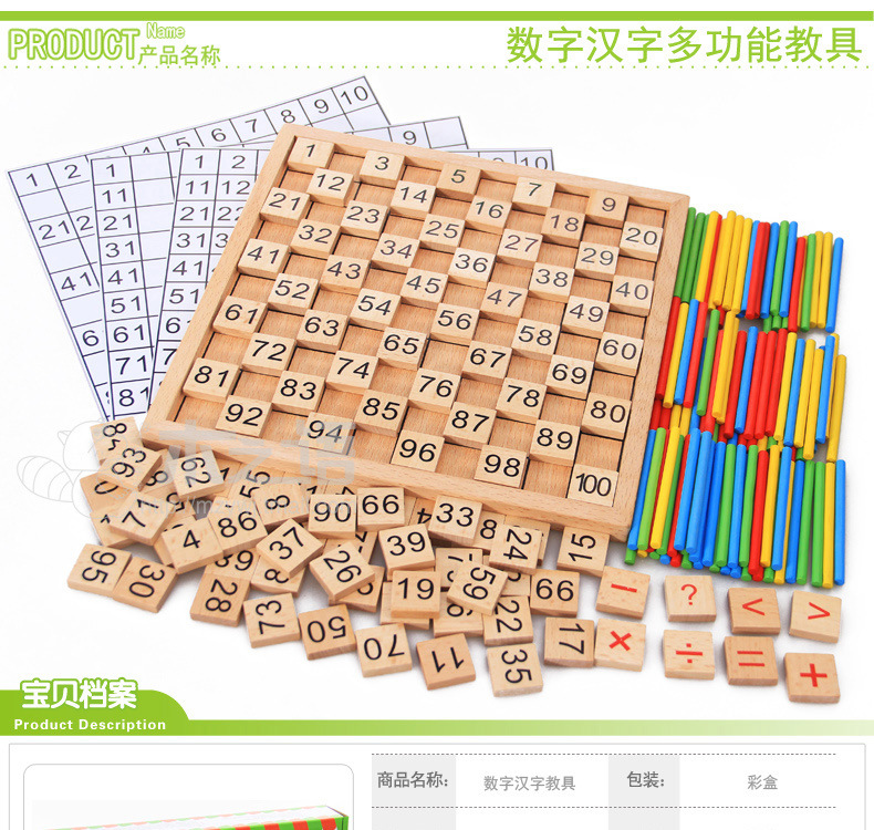 Trường mẫu giáo đếm đồ chơi dạy học đồ chơi 1-100 bảng kỹ thuật số Montessori dạy hàng trăm câu đố nhận dạng trẻ em - Đồ chơi giáo dục sớm / robot robot hành động