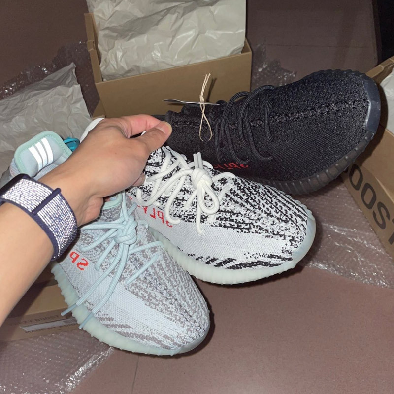 Koukoufang Spring Coconut Shoes 350 White Zebra Sports Casual Ice Blue Combustible Ice Large Size Running Shoes Putian Men's