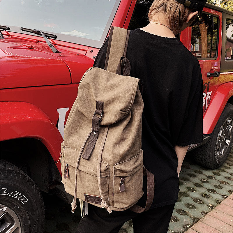New High School schoolbag women drawstring canvas backpack large capacity student backpack travel bag light travel bag