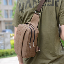 2021 new mens chest bag shoulder bag Korean version of Tide mens small waist bag womens chest backpack dual use canvas shoulder bag