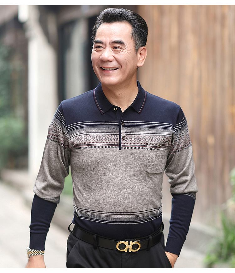 Cha ngắn tay t-shirt mùa hè 40-50 tuổi người đàn ông trung niên của mùa hè polo áo sơ mi trung niên cha dài tay quần áo cửa hàng bán áo thun nam cao cấp