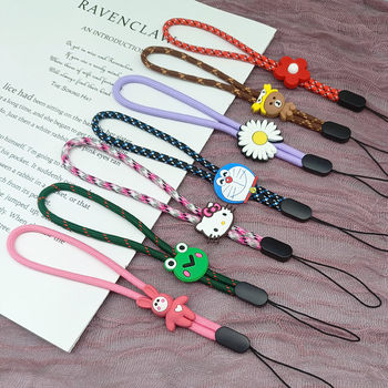 Adjustable Cartoon Phone Lanyard Short Wrist Strap Accessory USB Flash Drive Keychain Case Universal Cute Trendy Style