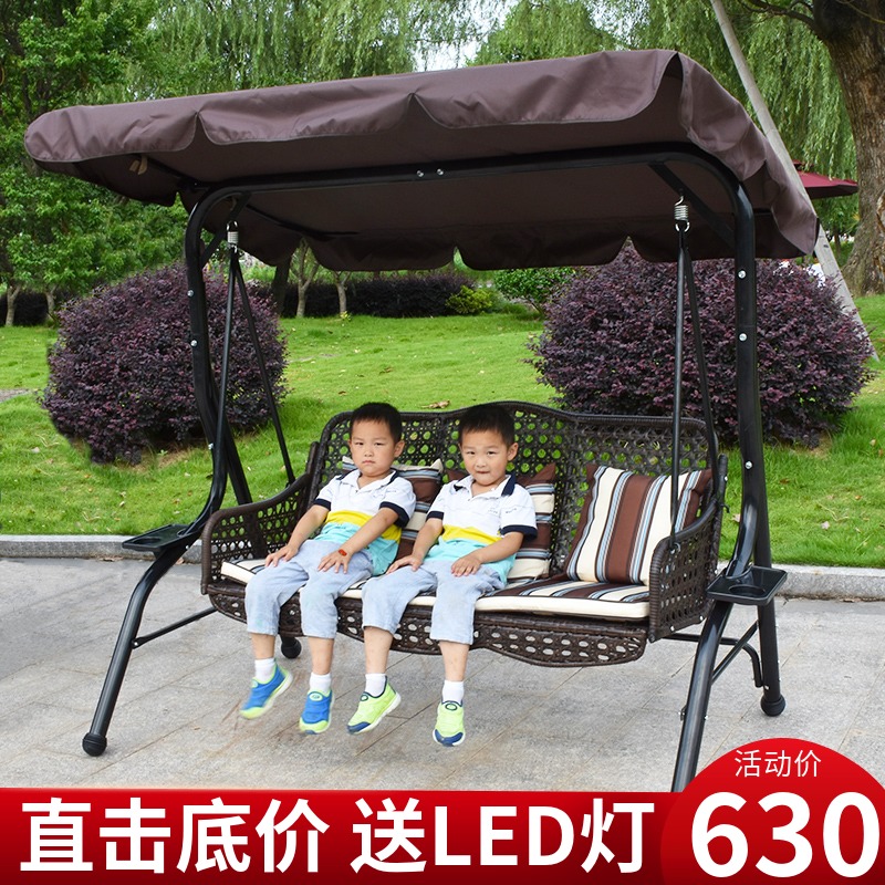 Outdoor swing chair Adult Outdoor rocking chair Double balcony Hammock Wrought iron courtyard swing chair Cradle chair