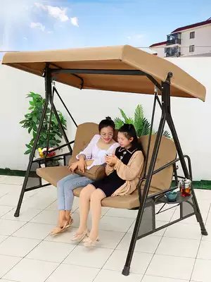 Swing Outdoor balcony hanging chair Hanging basket rattan chair Adult hanging bed Courtyard double rocking chair Outdoor wrought iron swing chair