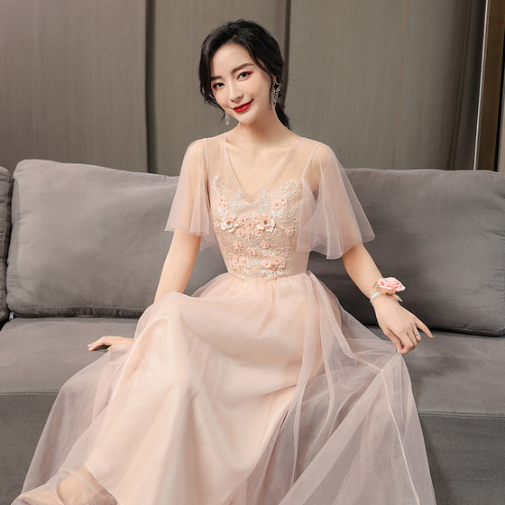 伴娘服女2025新款平时可穿大码姐妹团仙气质高级感森系连衣裙秋冬