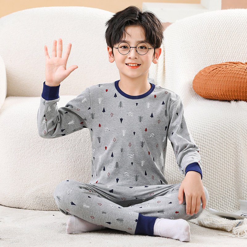 男の子用純綿サーマルアンダーウェアセット、子供用パジャマ、セーター、下着、ラウンジウェア