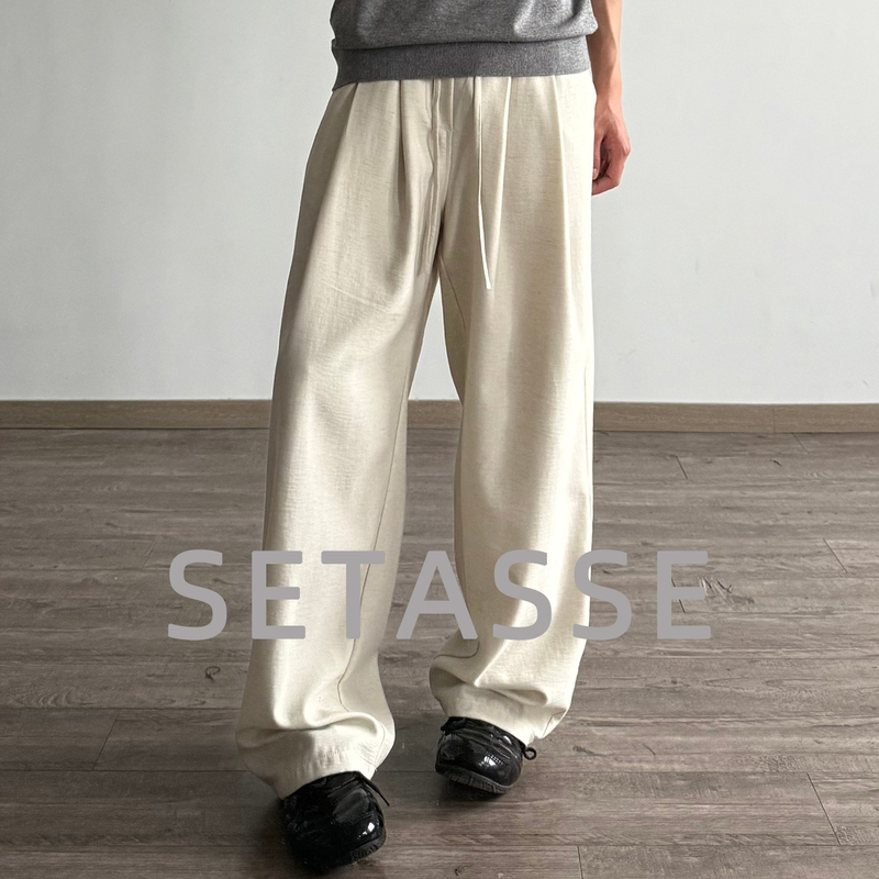 Setasse Old Money Style Men's Straight-Leg Pants [Linen Ice Silk Casual Pants] New Summer Wide-Leg Loose Long Pants
