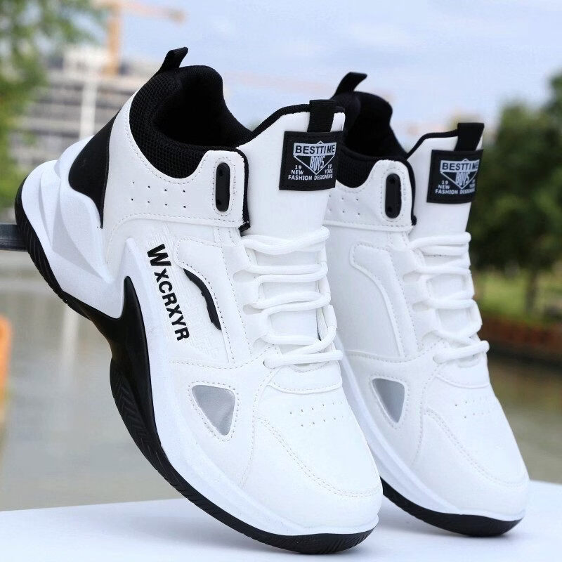 Ajwm High-End Brand Light Luxury Men's Shoes New Model All-Season Non-Slip Wear-Resistant High-Top Running Shoes Leather Waterproof Sports Shoes
