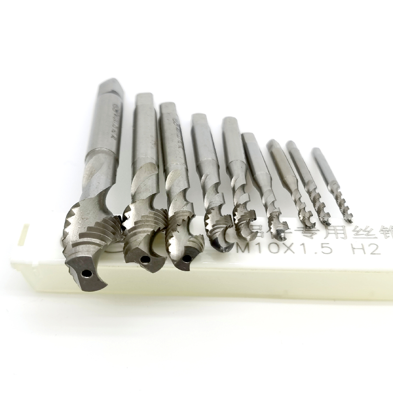 Two-edged aluminum tap spiral groove M2M2 5M3M4M5M6M8M10M12 aluminum parts special thick tooth wide groove short blade
