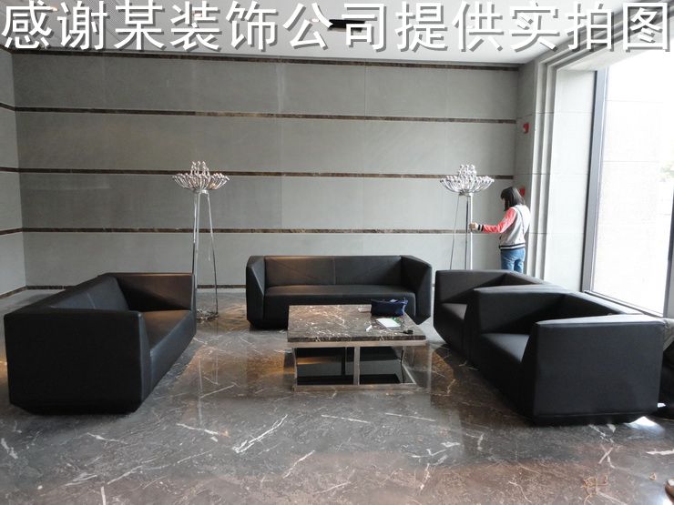 Dàn nhạc kim cương hiện đại bọc da sofa văn phòng tiếp tân đơn giản ba người sofa văn phòng kết hợp bàn cà phê