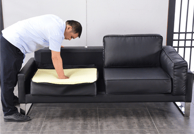 Sofa da văn phòng Bắc Âu hiện đại kinh doanh đơn giản tiếp tân ba người sofa văn phòng bàn cà phê kết hợp đồ nội thất bàn làm việc gỗ ép
