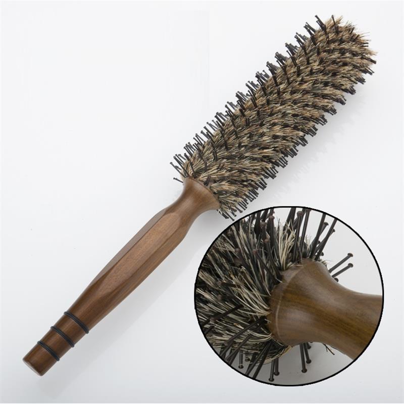 Pig Mane Hair Roll Comb Unwound Roll Hair Comb Professional Lengthened Blow Pear Flower Head Styling Cylinder Wooden Comb