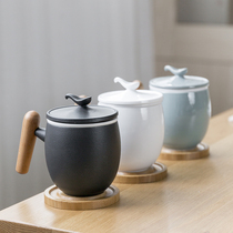 Household mug with lid filter tea cup ceramic water cup office separation tea cup private custom logo