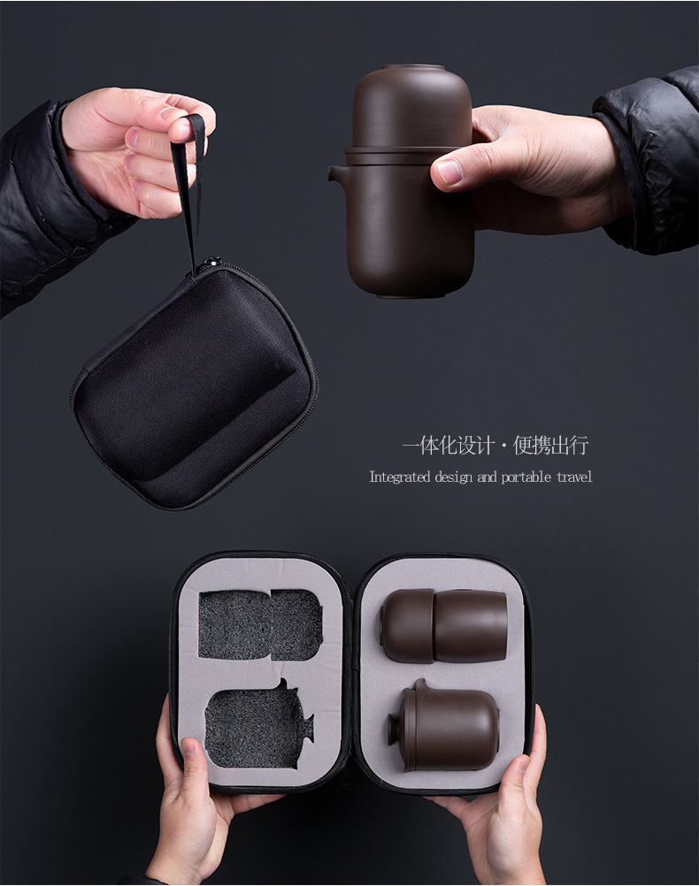 Violet arenaceous crack cup is suing portable package travel kung fu tea set with mercifully a pot of four cups of the custom logo