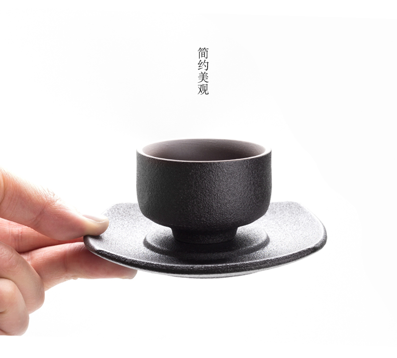 Black pottery tea cup mat heat ceramic kung fu tea tea bowl household cup hot Japanese single mat