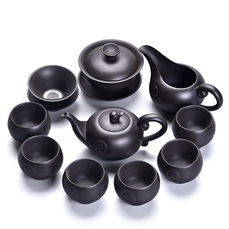 Violet arenaceous kung fu tea set suit household whole tea tea tureen teapot tea cup gift boxes