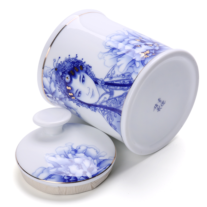 Chiang kai - shek seal pot of blue and white porcelain ceramic kung fu tea set with parts caddy fixings tea box travel warehouse storage pu - erh tea pot