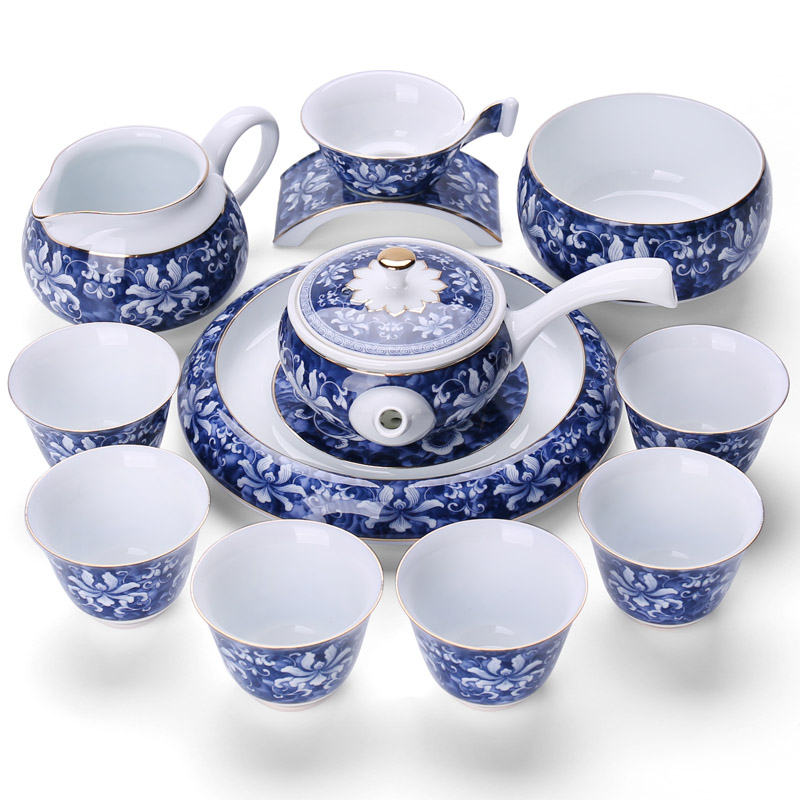 Chiang kai - shek ceramic kung fu tea set with blue and white porcelain tea set gift boxes of a complete set of the teapot teacup for wash tureen