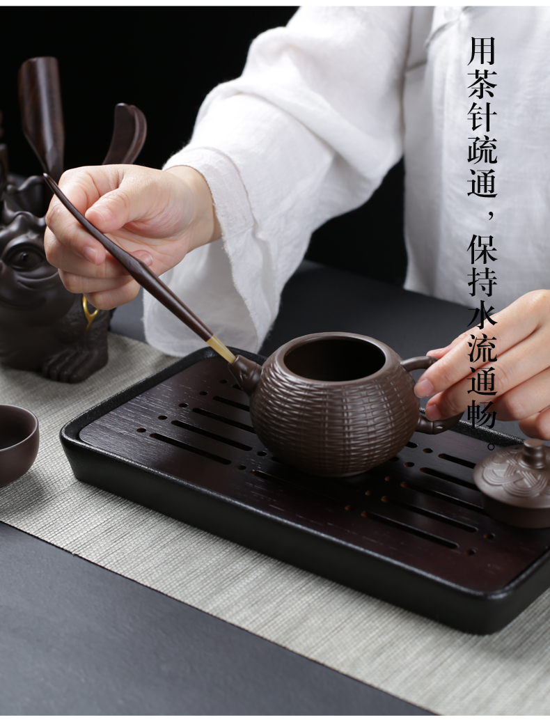 Violet arenaceous 6 gentleman tea tea kung fu tea tea tray tea cup clamp forceps ebony accessories kit