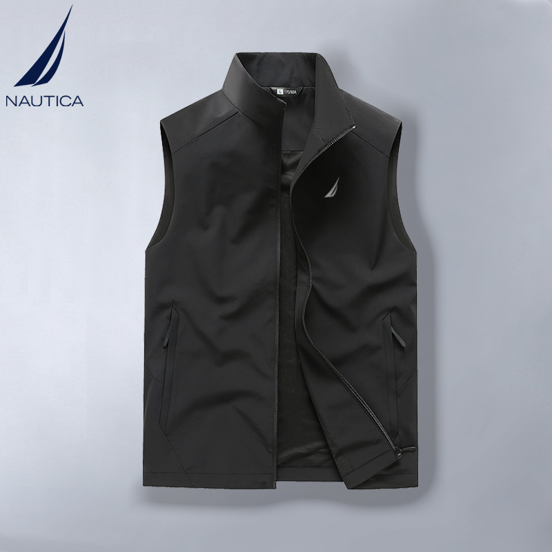 Nautica Men's Spring and Summer Outdoor Stand-Up Collar Vest Men's Sleeveless Water-Repellent Hiking Casual Vest