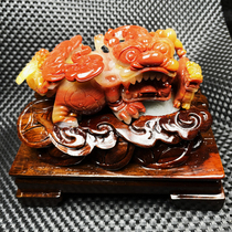 Natural Fidelity Yellow Dragon Jade eggplant Mountain material overlord chicken blood red and white golden sand hand play pinko ornaments